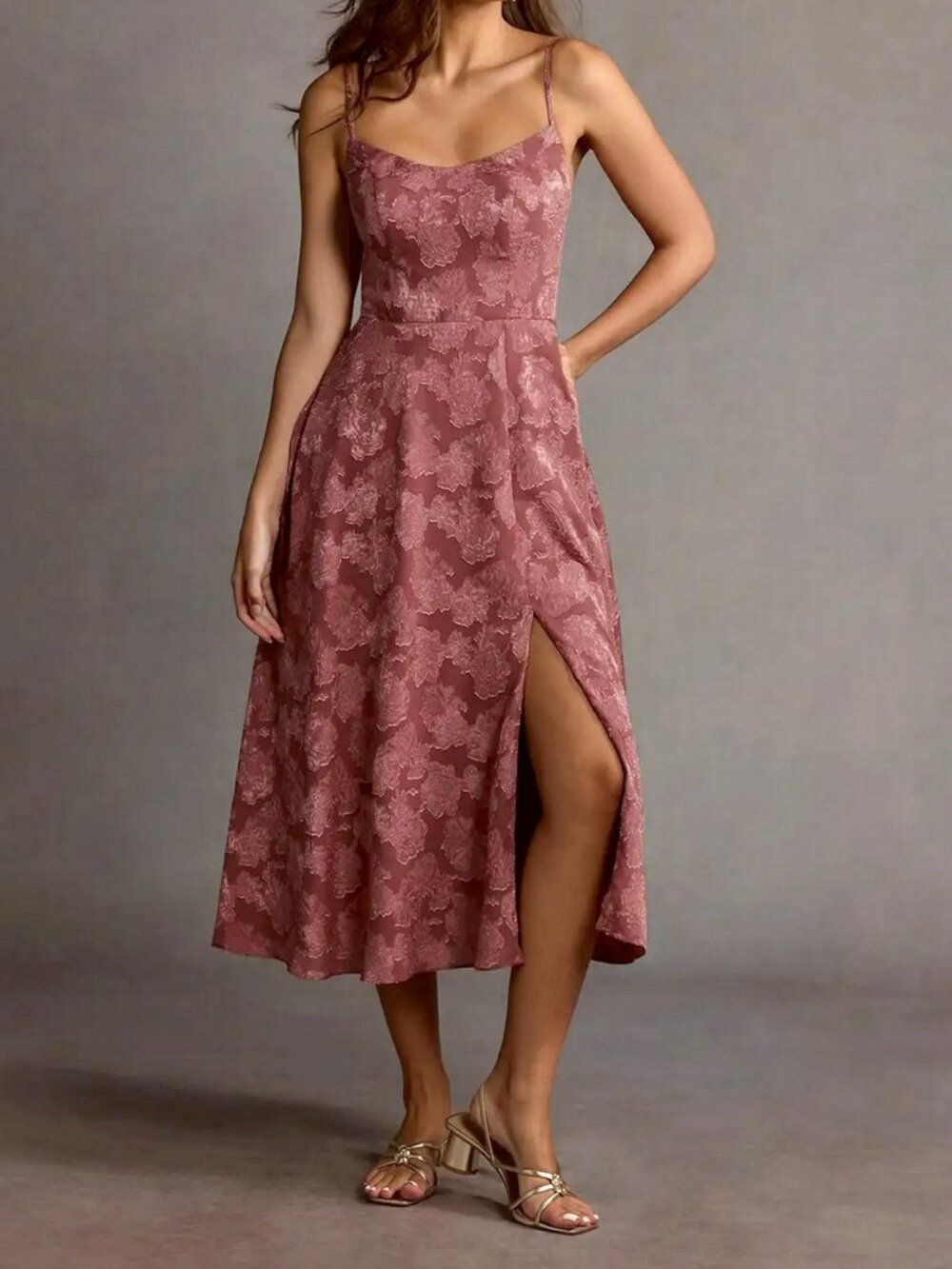 Azazie Atelier Piper Floral Jacquard Midi Dress
